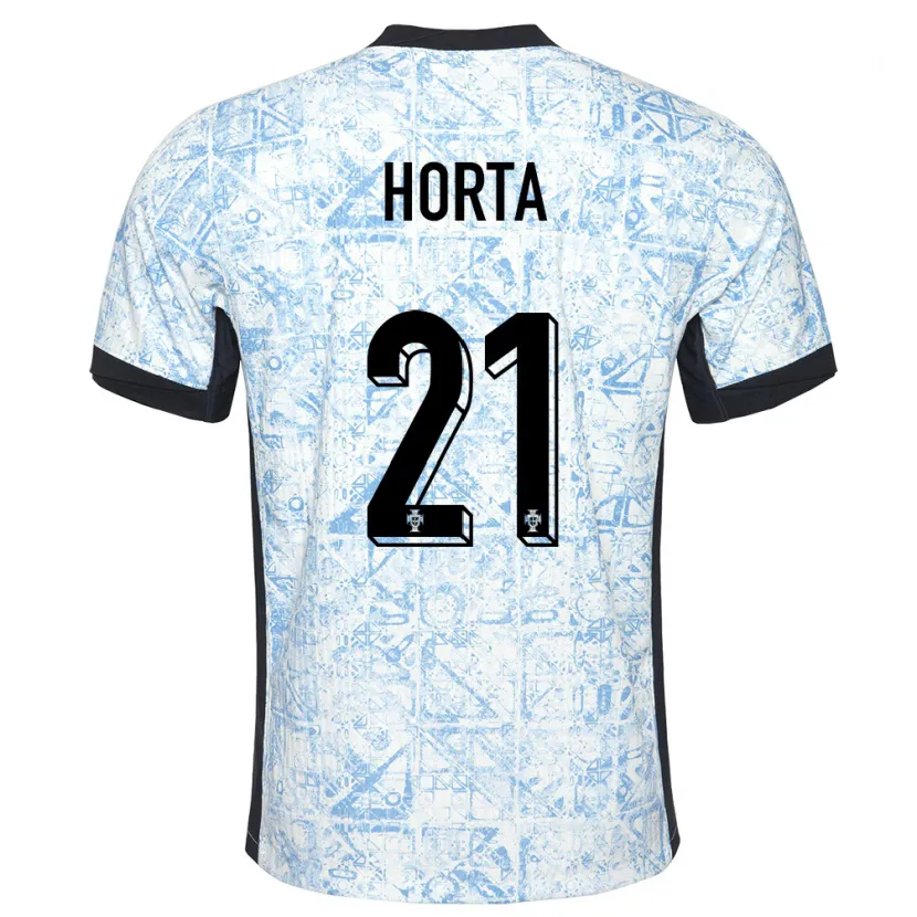 Danxen Dzieci Portugalia Ricardo Horta #21 Kremowy Niebieski Wyjazdowa Koszulka 24-26 Koszulki Klubowe