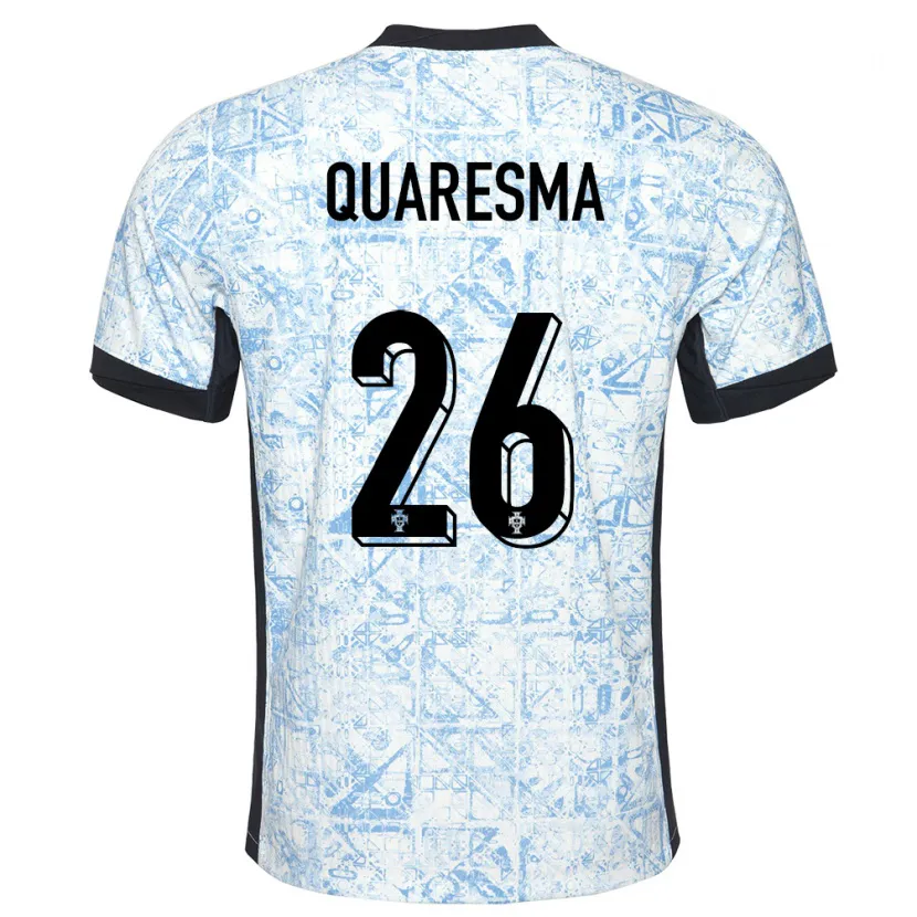 Danxen Dzieci Portugalia Eduardo Quaresma #26 Kremowy Niebieski Wyjazdowa Koszulka 24-26 Koszulki Klubowe