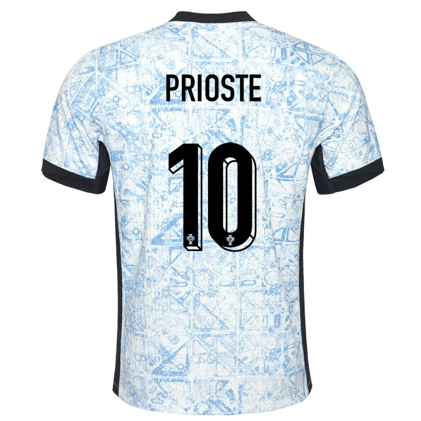 Danxen Dzieci Portugalia Diogo Prioste #10 Kremowy Niebieski Wyjazdowa Koszulka 24-26 Koszulki Klubowe