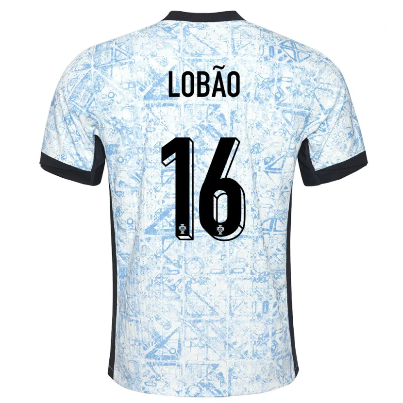 Danxen Dzieci Portugalia Diogo Lobao #16 Kremowy Niebieski Wyjazdowa Koszulka 24-26 Koszulki Klubowe