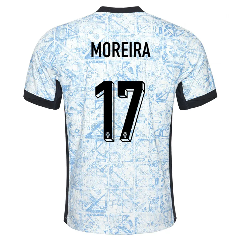 Danxen Dzieci Portugalia Goncalo Moreira #17 Kremowy Niebieski Wyjazdowa Koszulka 24-26 Koszulki Klubowe