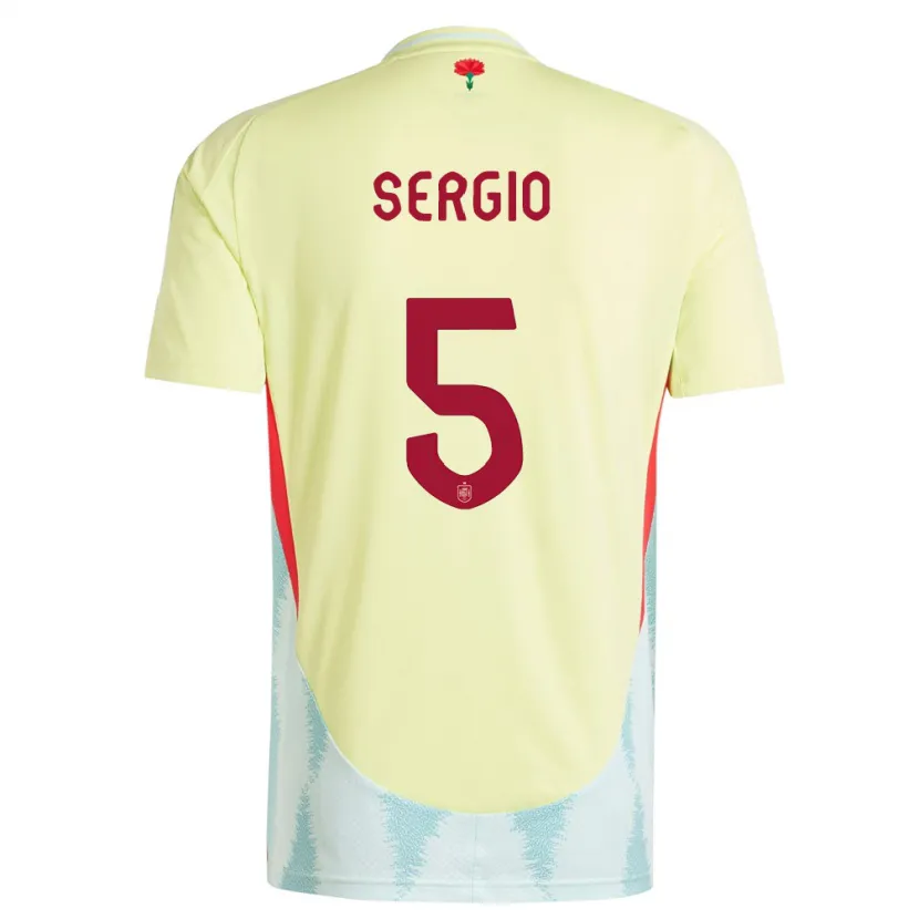Danxen Dzieci Hiszpania Sergio Busquets #5 Żółty Wyjazdowa Koszulka 24-26 Koszulki Klubowe