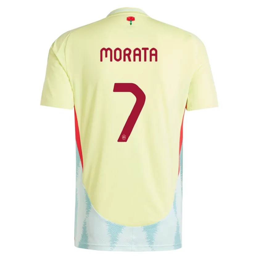 Danxen Dzieci Hiszpania Alvaro Morata #7 Żółty Wyjazdowa Koszulka 24-26 Koszulki Klubowe