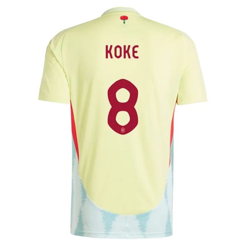 Danxen Dzieci Hiszpania Koke #8 Żółty Wyjazdowa Koszulka 24-26 Koszulki Klubowe