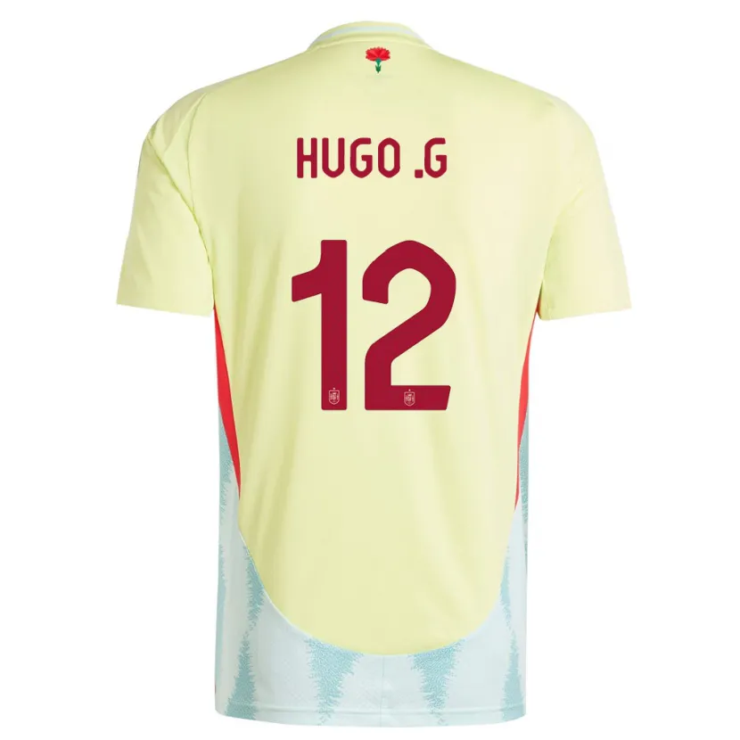 Danxen Dzieci Hiszpania Hugo Guillamon #12 Żółty Wyjazdowa Koszulka 24-26 Koszulki Klubowe