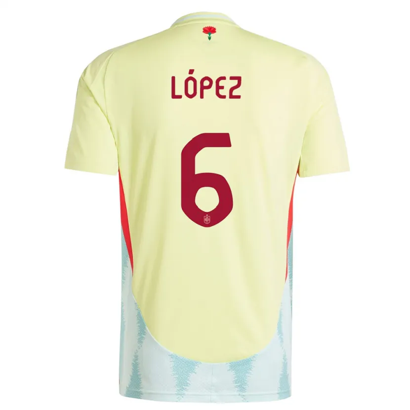 Danxen Dzieci Hiszpania Maitane Lopez #6 Żółty Wyjazdowa Koszulka 24-26 Koszulki Klubowe