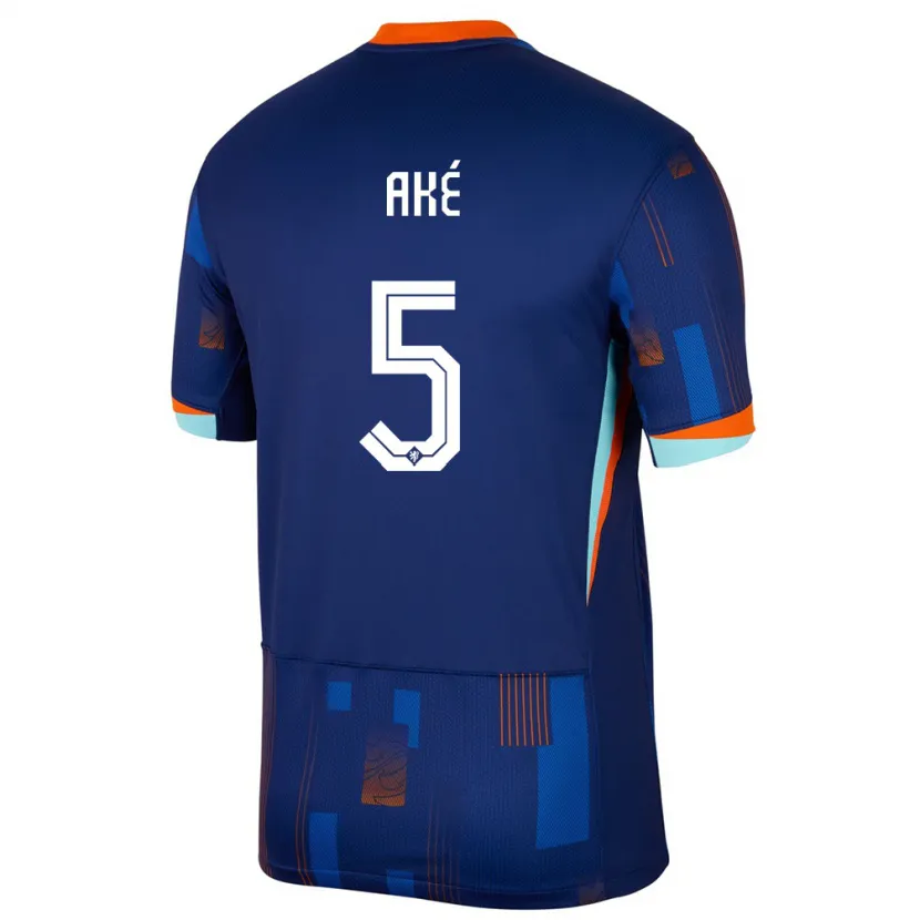 Danxen Dzieci Holandia Nathan Ake #5 Niebieski Wyjazdowa Koszulka 24-26 Koszulki Klubowe
