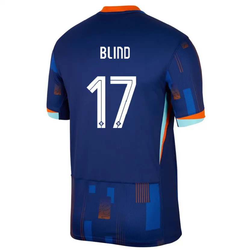 Danxen Dzieci Holandia Daley Blind #17 Niebieski Wyjazdowa Koszulka 24-26 Koszulki Klubowe