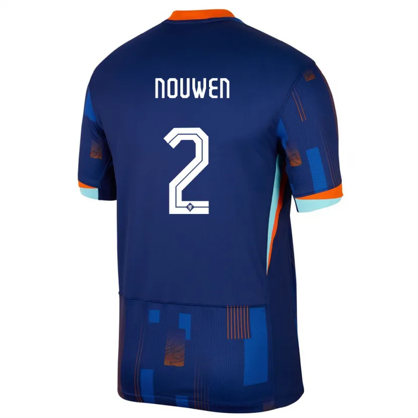 Danxen Dzieci Holandia Aniek Nouwen #2 Niebieski Wyjazdowa Koszulka 24-26 Koszulki Klubowe