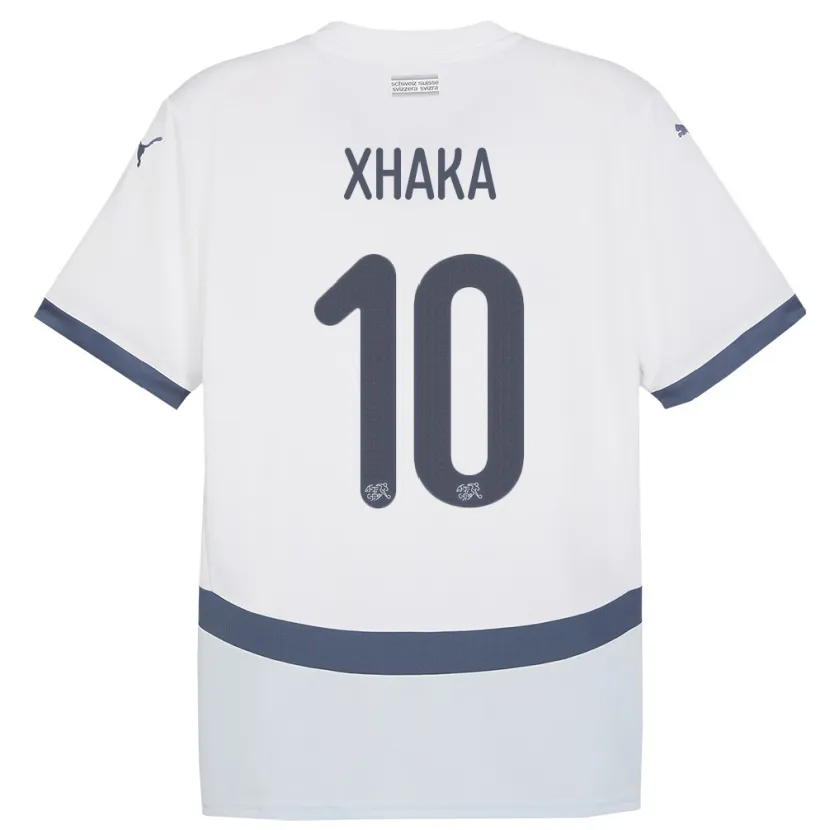 Danxen Dzieci Szwajcaria Granit Xhaka #10 Biały Wyjazdowa Koszulka 24-26 Koszulki Klubowe