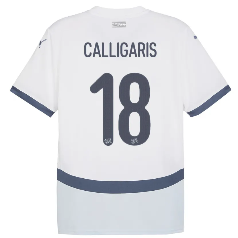 Danxen Dzieci Szwajcaria Viola Calligaris #18 Biały Wyjazdowa Koszulka 24-26 Koszulki Klubowe