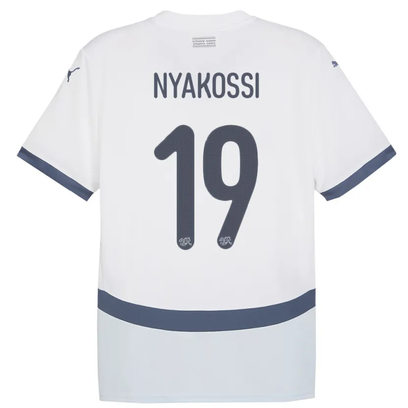 Danxen Dzieci Szwajcaria Roggerio Nyakossi #19 Biały Wyjazdowa Koszulka 24-26 Koszulki Klubowe
