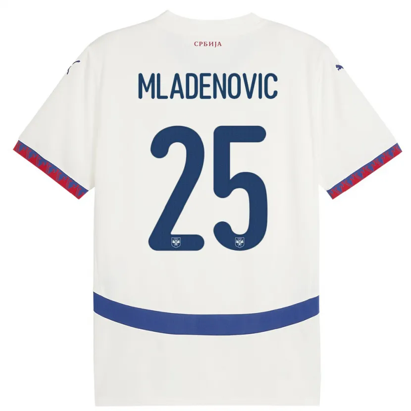 Danxen Dzieci Serbia Filip Mladenovic #25 Biały Wyjazdowa Koszulka 24-26 Koszulki Klubowe