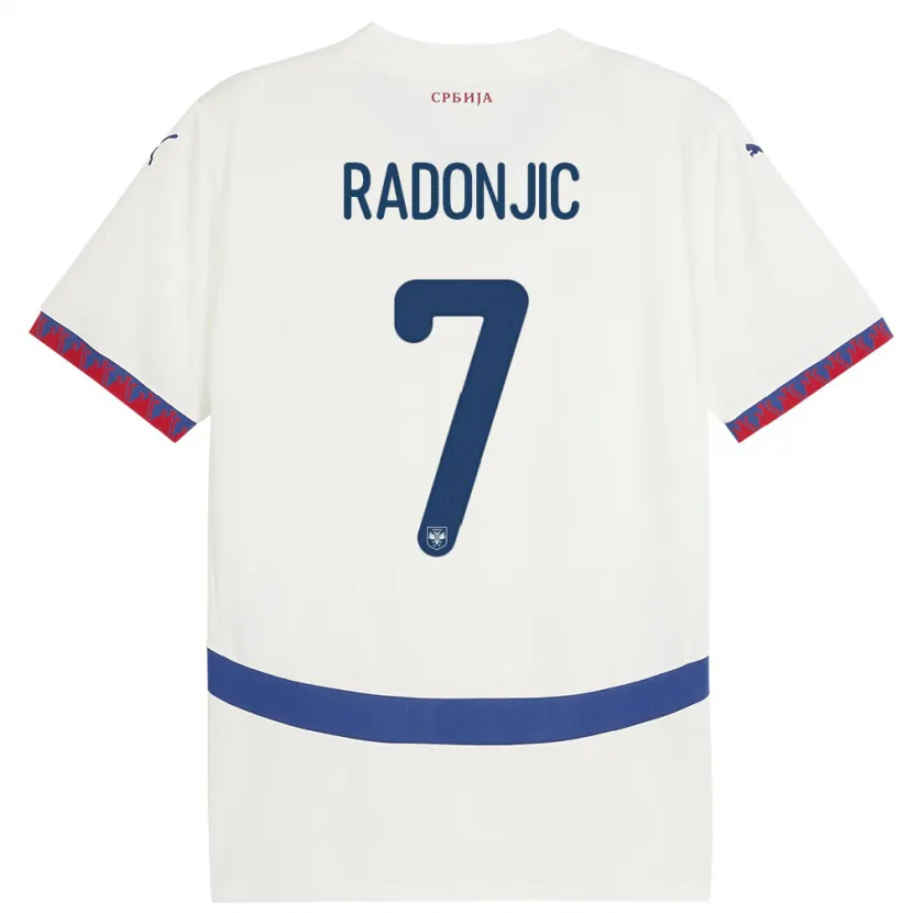 Danxen Dzieci Serbia Nemanja Radonjic #7 Biały Wyjazdowa Koszulka 24-26 Koszulki Klubowe
