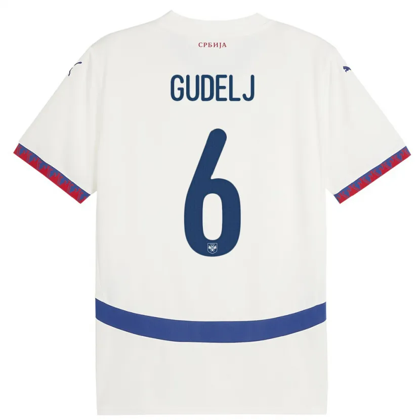 Danxen Dzieci Serbia Nemanja Gudelj #6 Biały Wyjazdowa Koszulka 24-26 Koszulki Klubowe