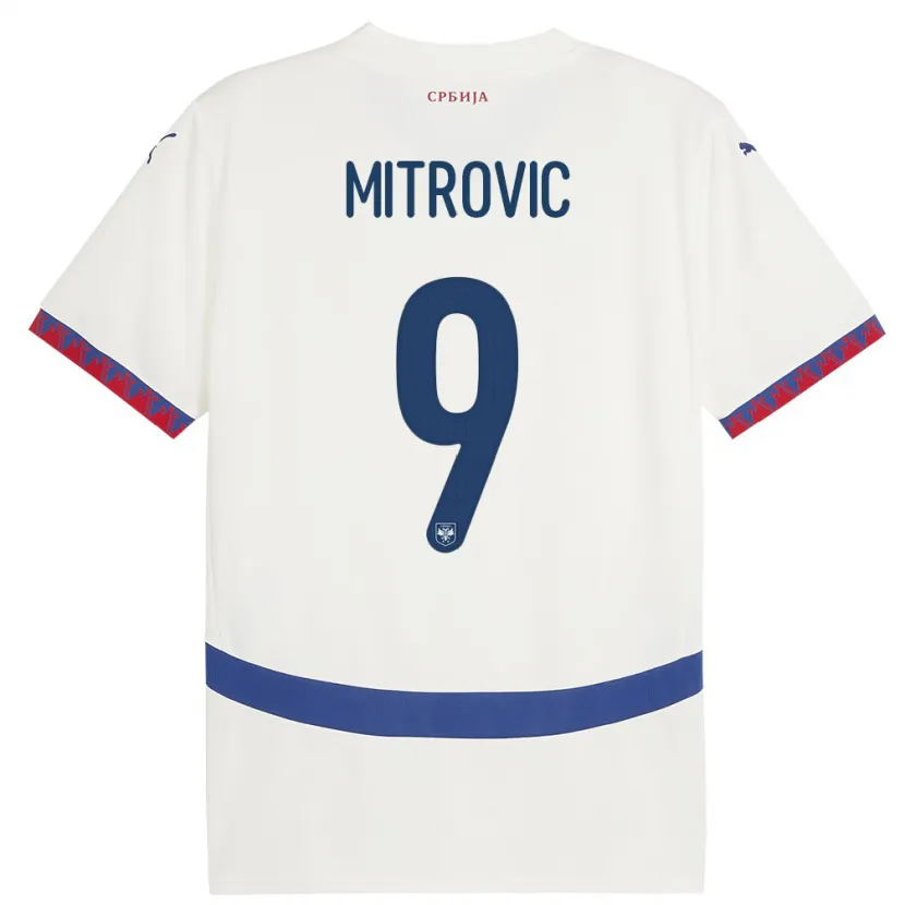 Danxen Dzieci Serbia Aleksandar Mitrovic #9 Biały Wyjazdowa Koszulka 24-26 Koszulki Klubowe