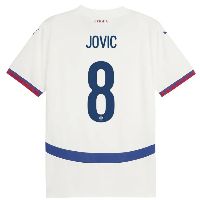 Danxen Dzieci Serbia Luka Jovic #8 Biały Wyjazdowa Koszulka 24-26 Koszulki Klubowe