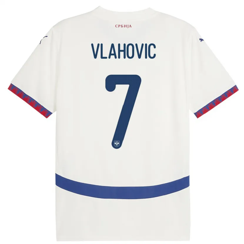 Danxen Dzieci Serbia Dusan Vlahovic #7 Biały Wyjazdowa Koszulka 24-26 Koszulki Klubowe