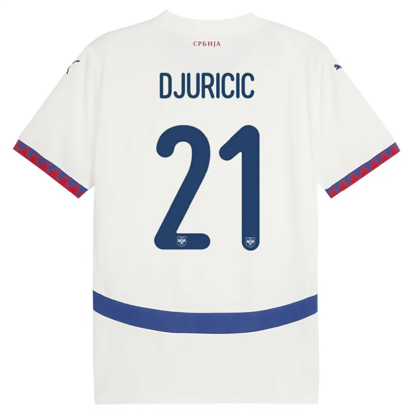 Danxen Dzieci Serbia Filip Djuricic #21 Biały Wyjazdowa Koszulka 24-26 Koszulki Klubowe