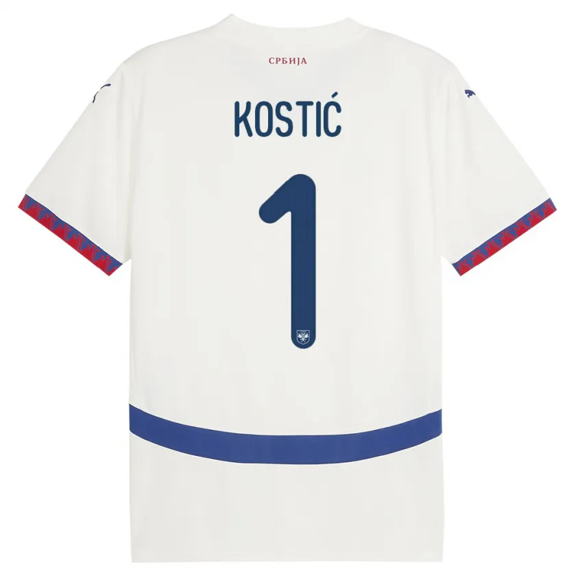Danxen Dzieci Serbia Milica Kostic #1 Biały Wyjazdowa Koszulka 24-26 Koszulki Klubowe