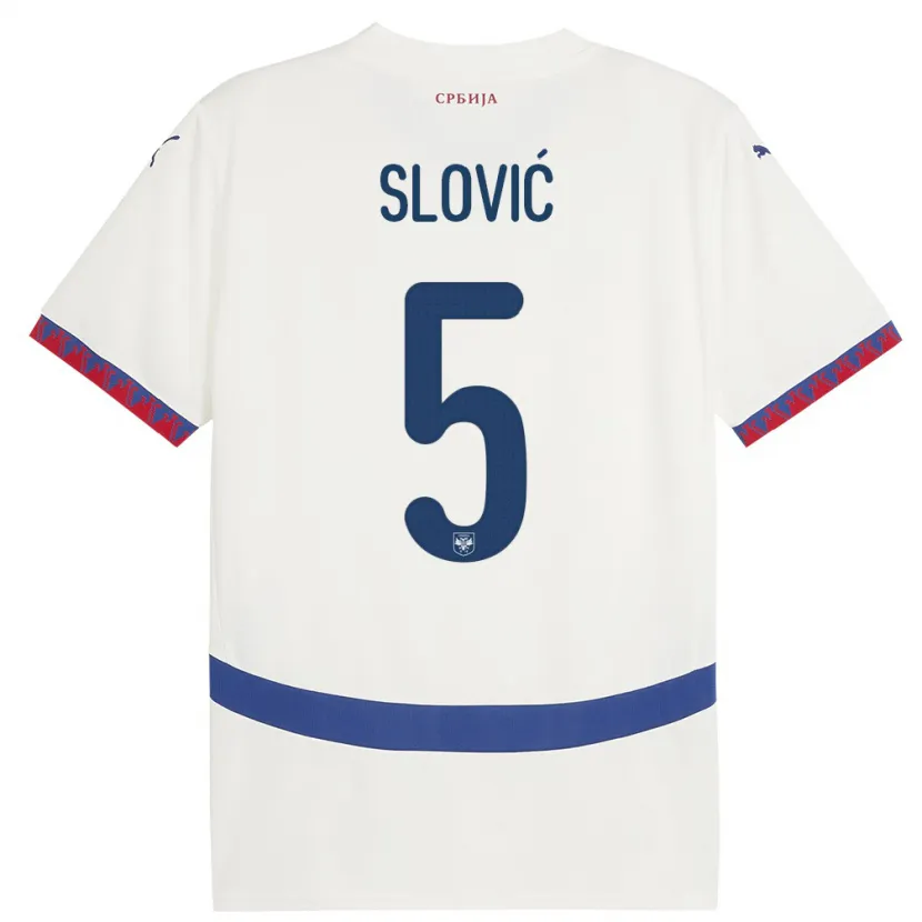 Danxen Dzieci Serbia Violeta Slovic #5 Biały Wyjazdowa Koszulka 24-26 Koszulki Klubowe
