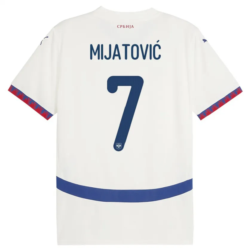 Danxen Dzieci Serbia Milica Mijatovic #7 Biały Wyjazdowa Koszulka 24-26 Koszulki Klubowe