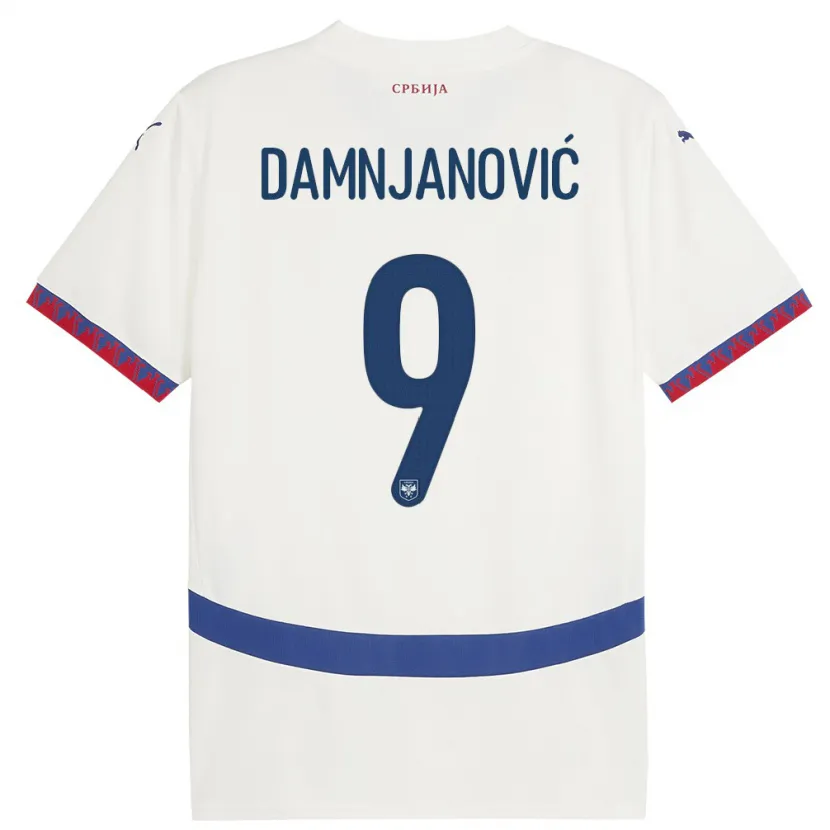 Danxen Dzieci Serbia Jovana Damnjanovic #9 Biały Wyjazdowa Koszulka 24-26 Koszulki Klubowe