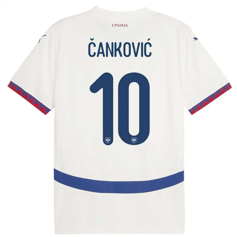 Danxen Dzieci Serbia Jelena Cankovic #10 Biały Wyjazdowa Koszulka 24-26 Koszulki Klubowe