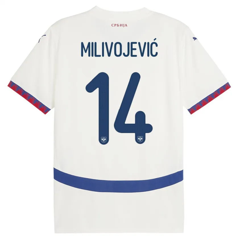 Danxen Dzieci Serbia Vesna Milivojevic #14 Biały Wyjazdowa Koszulka 24-26 Koszulki Klubowe