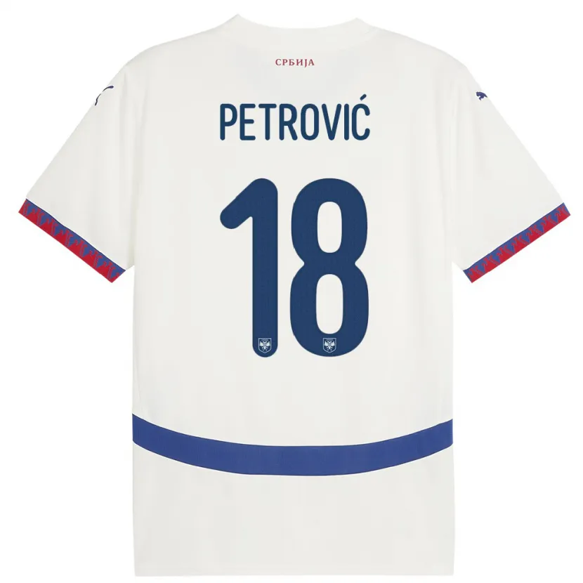 Danxen Dzieci Serbia Emilija Petrovic #18 Biały Wyjazdowa Koszulka 24-26 Koszulki Klubowe