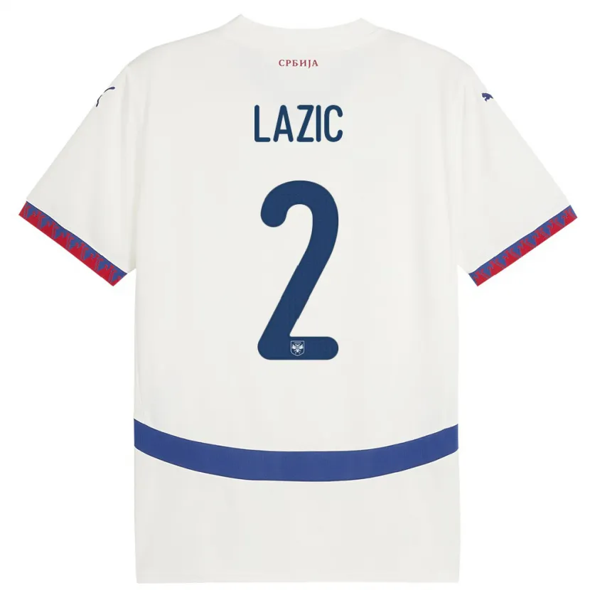 Danxen Dzieci Serbia Uros Lazic #2 Biały Wyjazdowa Koszulka 24-26 Koszulki Klubowe