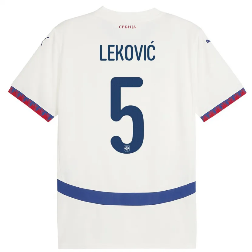 Danxen Dzieci Serbia Stefan Lekovic #5 Biały Wyjazdowa Koszulka 24-26 Koszulki Klubowe