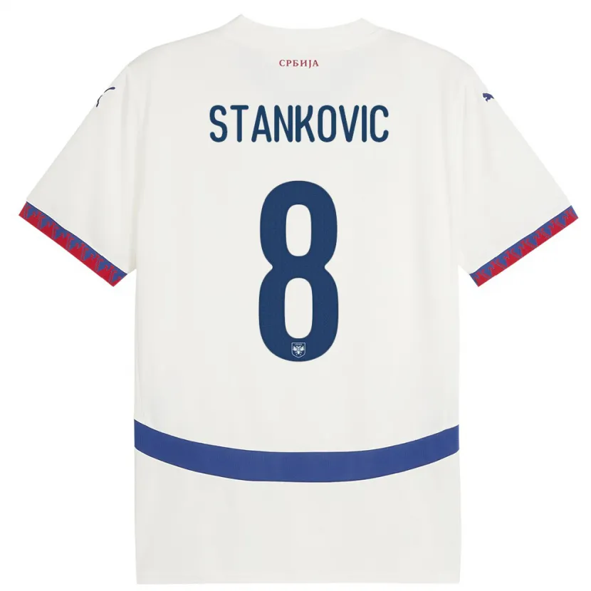 Danxen Dzieci Serbia Nikola Stankovic #8 Biały Wyjazdowa Koszulka 24-26 Koszulki Klubowe