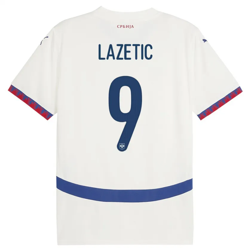 Danxen Dzieci Serbia Marko Lazetic #9 Biały Wyjazdowa Koszulka 24-26 Koszulki Klubowe