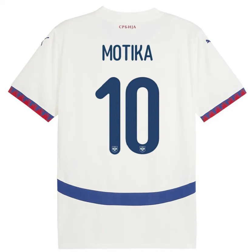 Danxen Dzieci Serbia Nemanja Motika #10 Biały Wyjazdowa Koszulka 24-26 Koszulki Klubowe