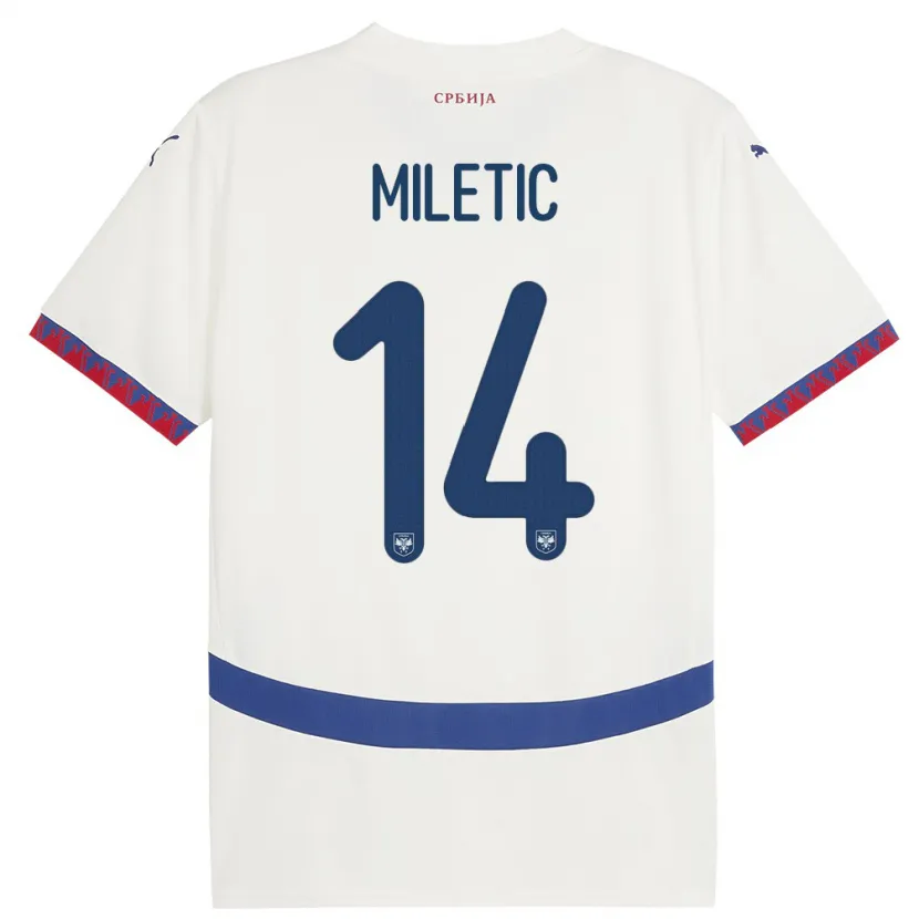 Danxen Dzieci Serbia Vladimir Miletic #14 Biały Wyjazdowa Koszulka 24-26 Koszulki Klubowe