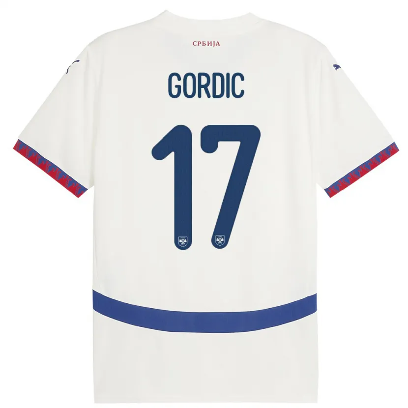 Danxen Dzieci Serbia Djordje Gordic #17 Biały Wyjazdowa Koszulka 24-26 Koszulki Klubowe