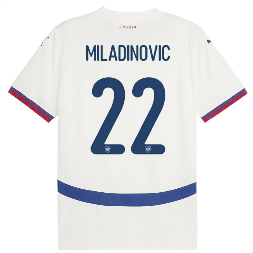 Danxen Dzieci Serbia Igor Miladinovic #22 Biały Wyjazdowa Koszulka 24-26 Koszulki Klubowe