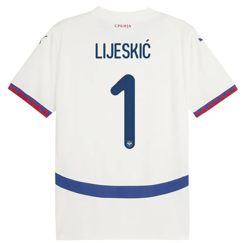 Danxen Dzieci Serbia Luka Lijeskic #1 Biały Wyjazdowa Koszulka 24-26 Koszulki Klubowe
