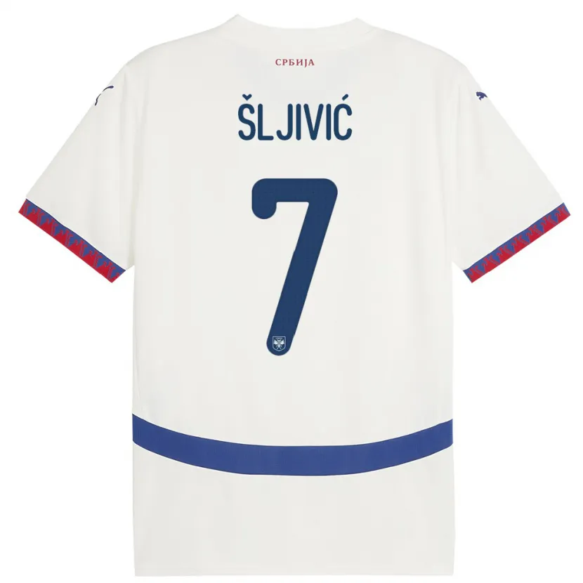 Danxen Dzieci Serbia Jovan Sljivic #7 Biały Wyjazdowa Koszulka 24-26 Koszulki Klubowe