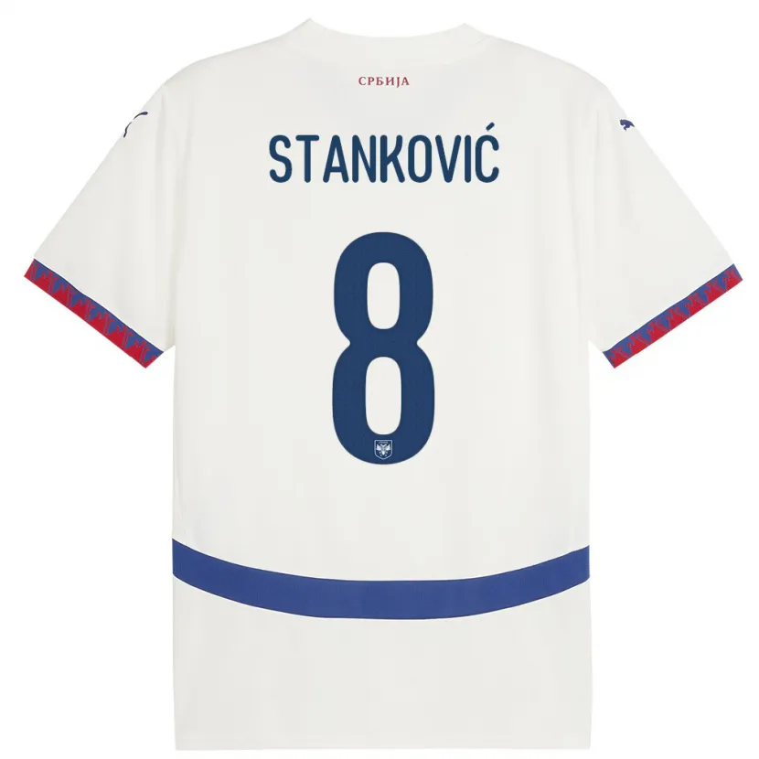 Danxen Dzieci Serbia Aleksandar Stankovic #8 Biały Wyjazdowa Koszulka 24-26 Koszulki Klubowe
