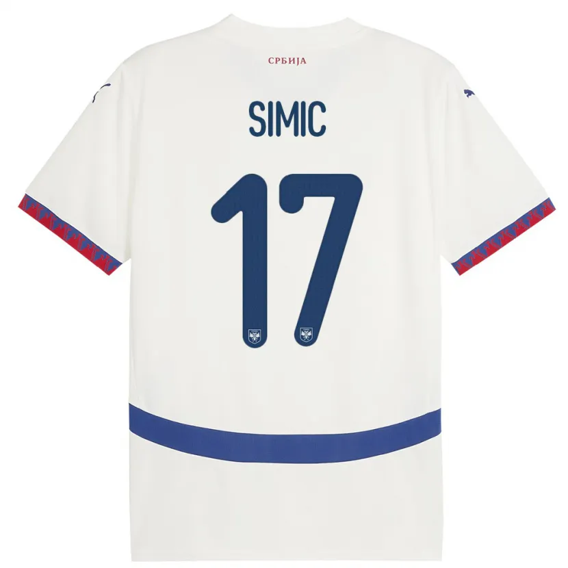 Danxen Dzieci Serbia Jan Carlo Simic #17 Biały Wyjazdowa Koszulka 24-26 Koszulki Klubowe