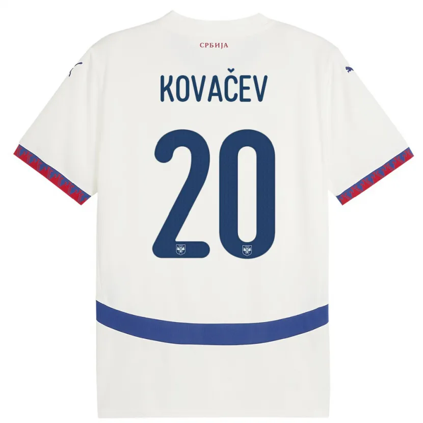 Danxen Dzieci Serbia Milan Kovacev #20 Biały Wyjazdowa Koszulka 24-26 Koszulki Klubowe