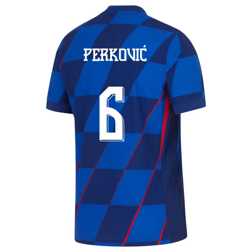 Danxen Dzieci Chorwacja Mauro Perkovic #6 Niebieski Wyjazdowa Koszulka 24-26 Koszulki Klubowe