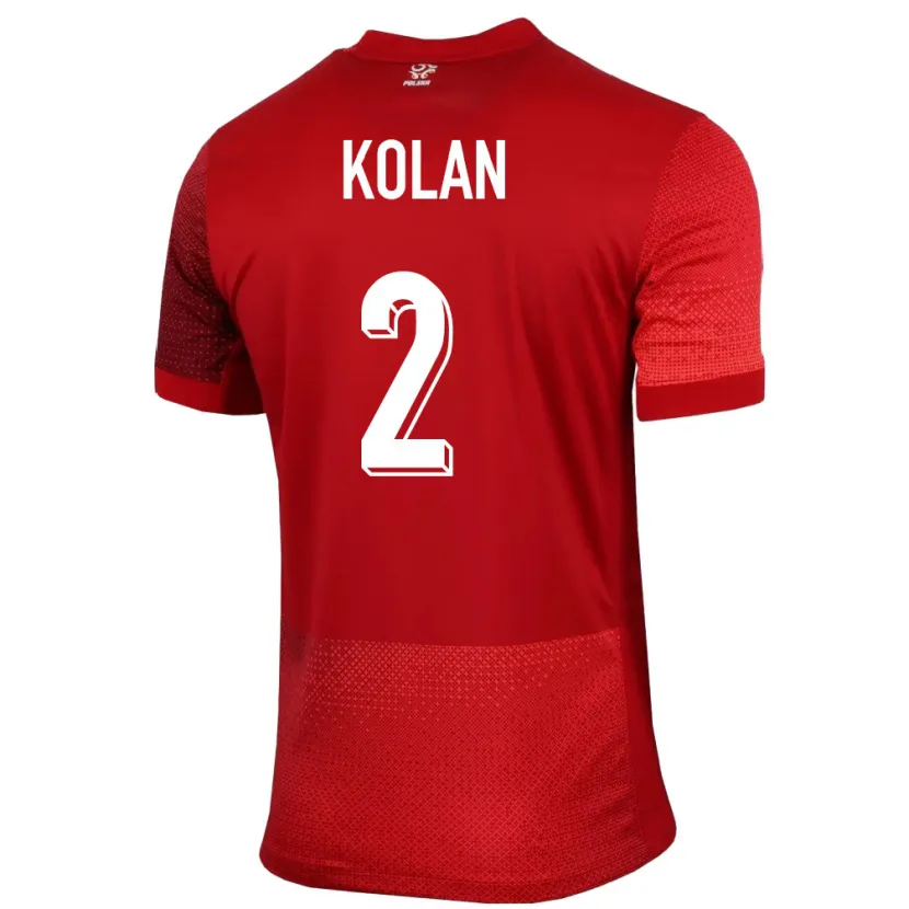 Danxen Dzieci Polska Jakub Kolan #2 Czerwony Wyjazdowa Koszulka 24-26 Koszulki Klubowe