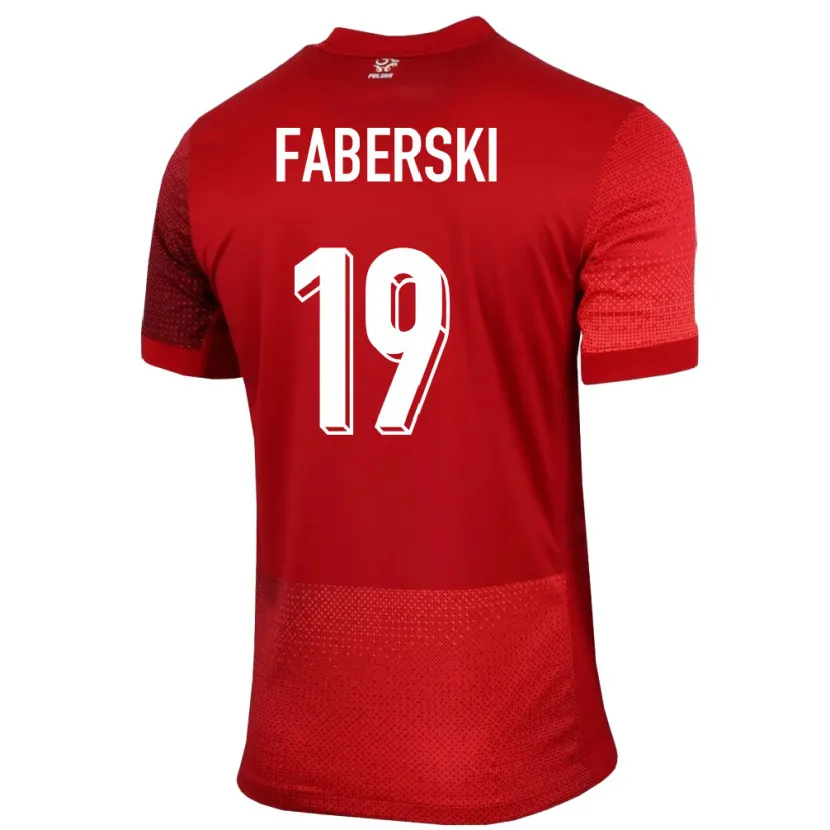 Danxen Dzieci Polska Jan Faberski #19 Czerwony Wyjazdowa Koszulka 24-26 Koszulki Klubowe