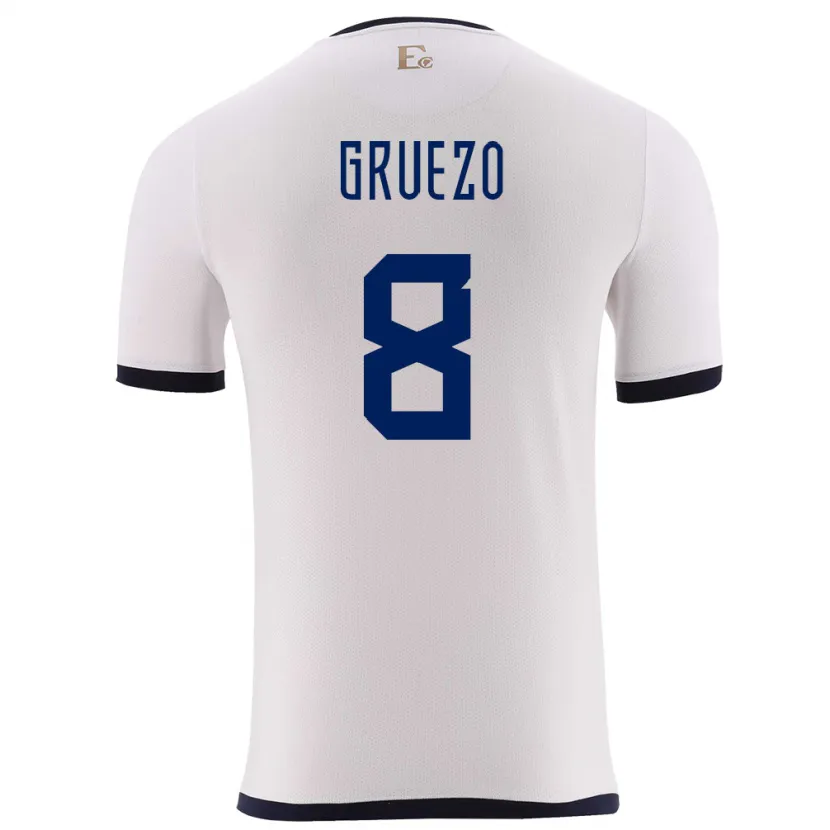 Danxen Dzieci Ecuador Carlos Gruezo #8 Biały Wyjazdowa Koszulka 24-26 Koszulki Klubowe