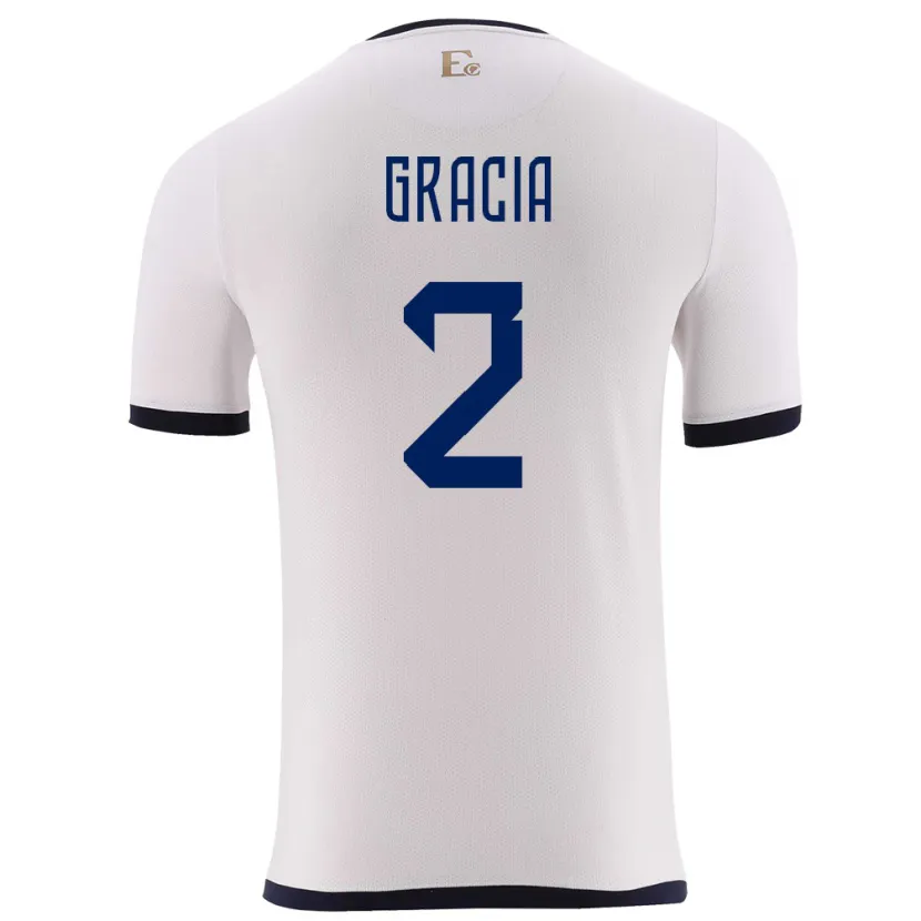 Danxen Dzieci Ecuador Ericka Gracia #2 Biały Wyjazdowa Koszulka 24-26 Koszulki Klubowe