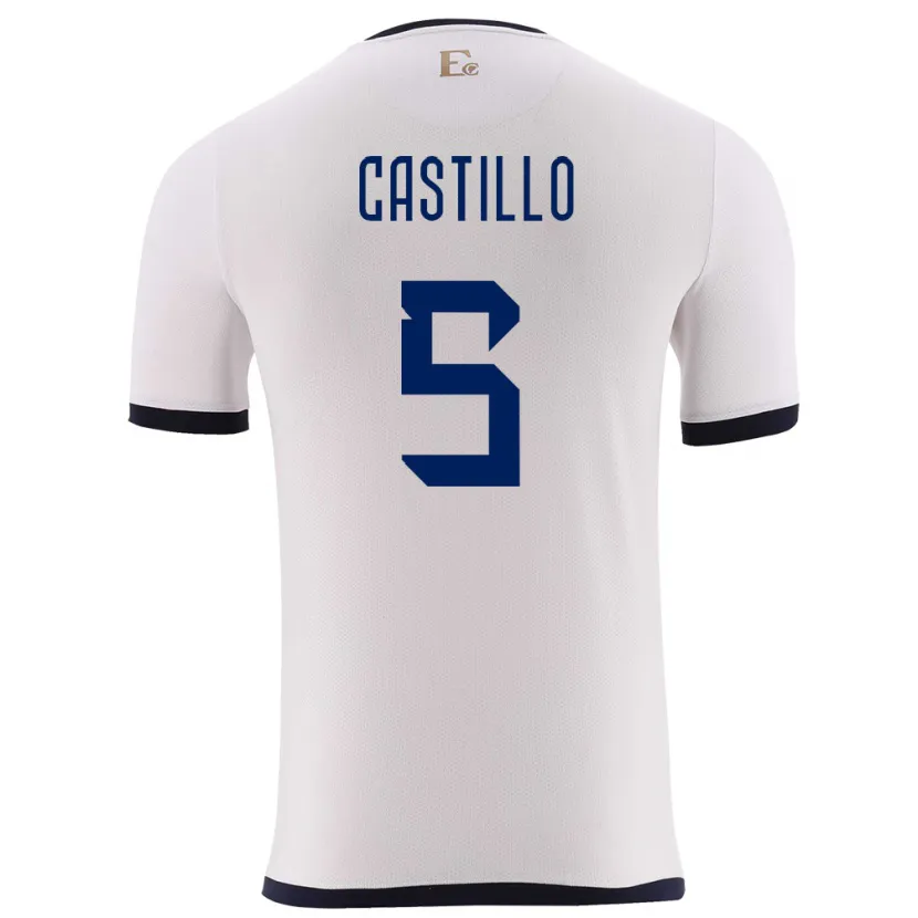 Danxen Dzieci Ecuador Denil Castillo #5 Biały Wyjazdowa Koszulka 24-26 Koszulki Klubowe