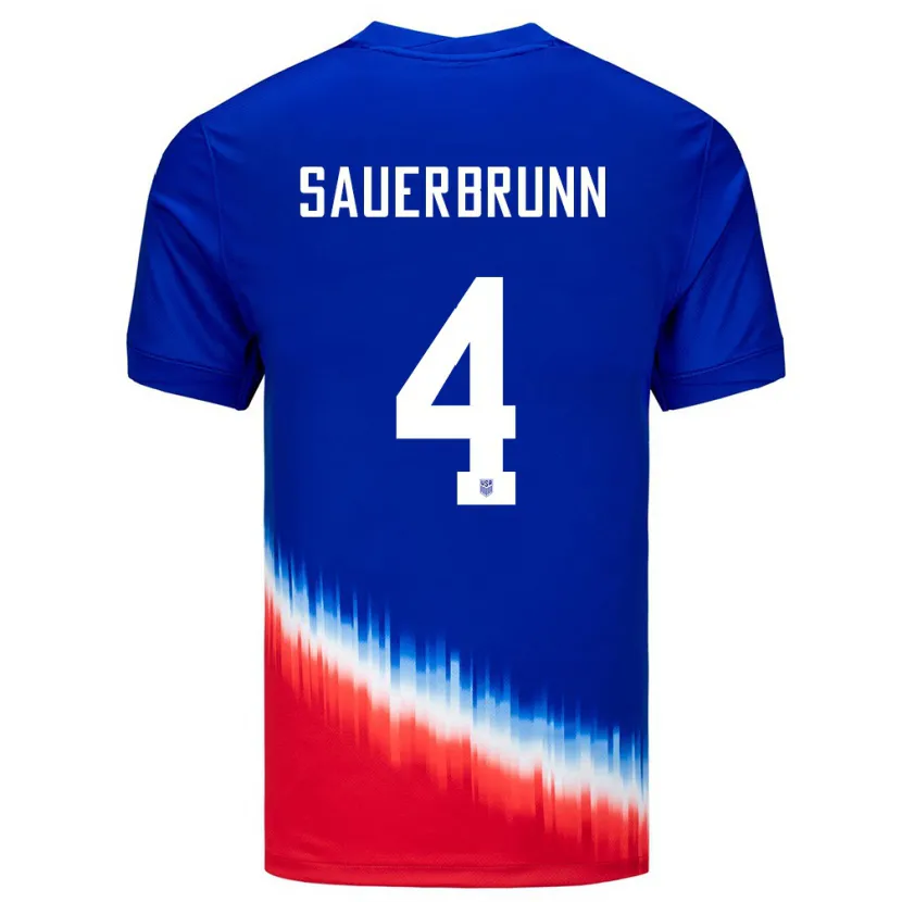 Danxen Dzieci Stany Zjednoczone Becky Sauerbrunn #4 Niebieski Wyjazdowa Koszulka 24-26 Koszulki Klubowe